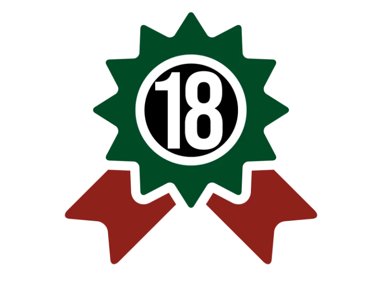 ikona certyfikatu z liczbą 18